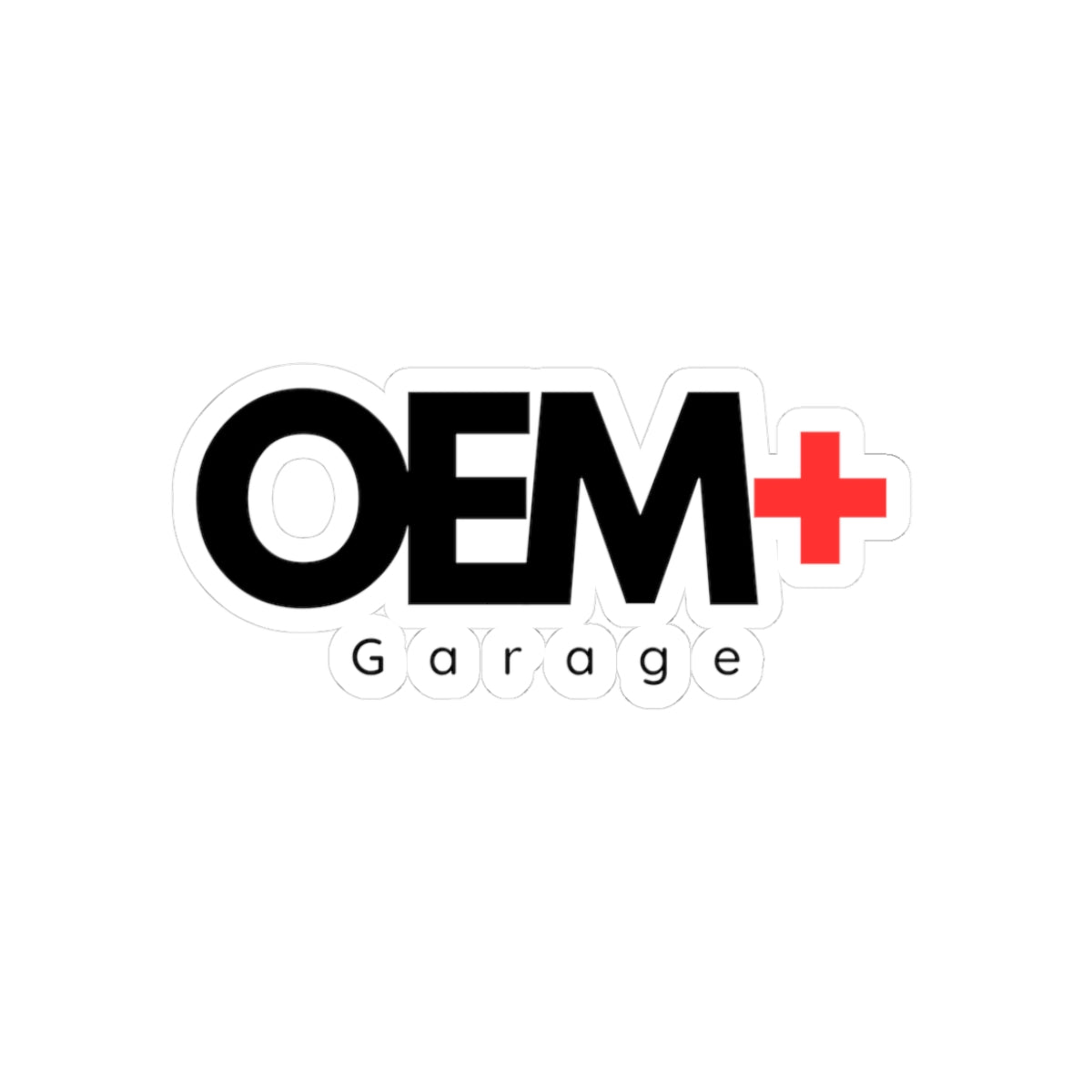 OEM+ Garage Kiss-Cut Sticker — Automotive Logo Decal for Laptops, Tools & Cars